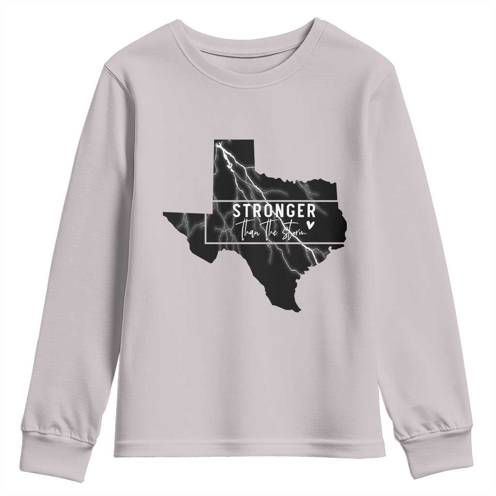 Strong Texas Youth Sweatshirt Stronger Than The Storm Quote - Wonder Print Shop