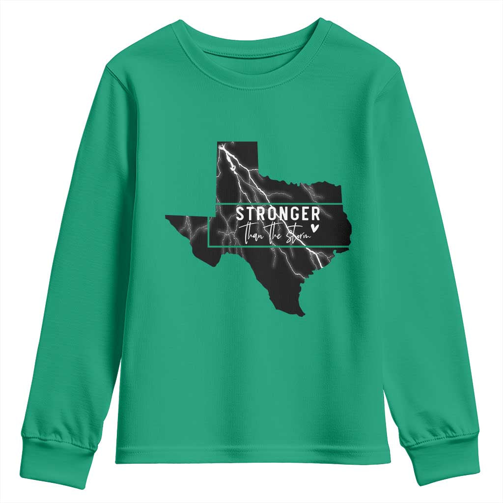 Strong Texas Youth Sweatshirt Stronger Than The Storm Quote - Wonder Print Shop