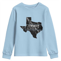 Strong Texas Youth Sweatshirt Stronger Than The Storm Quote - Wonder Print Shop
