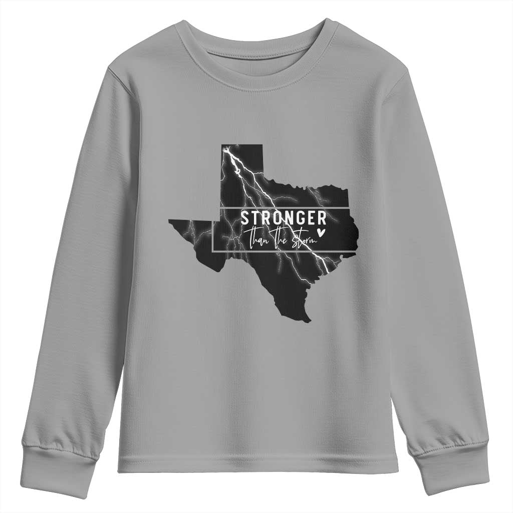 Strong Texas Youth Sweatshirt Stronger Than The Storm Quote - Wonder Print Shop