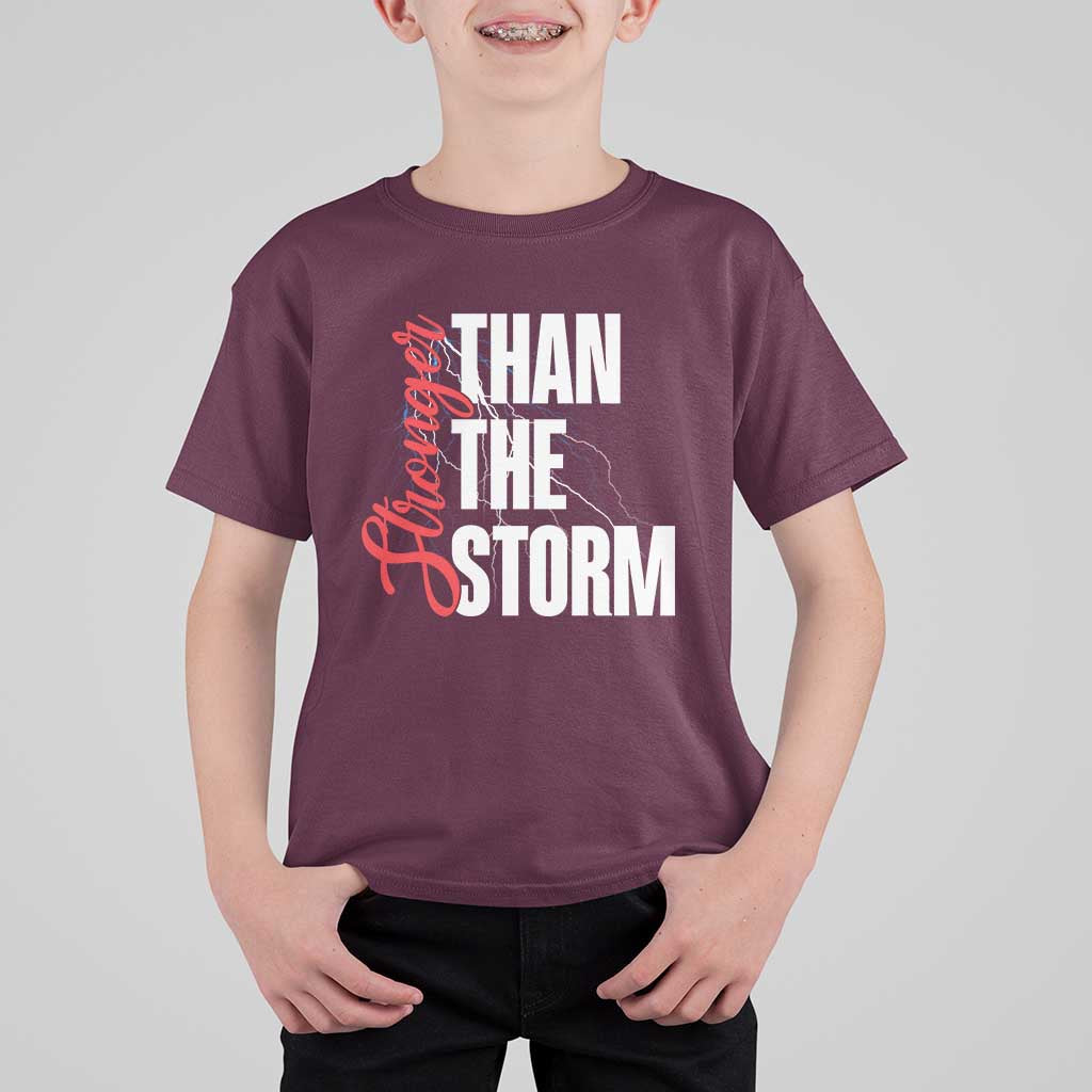 Stronger Than The Storm T Shirt For Kid Positive Mindset Motivation - Wonder Print Shop
