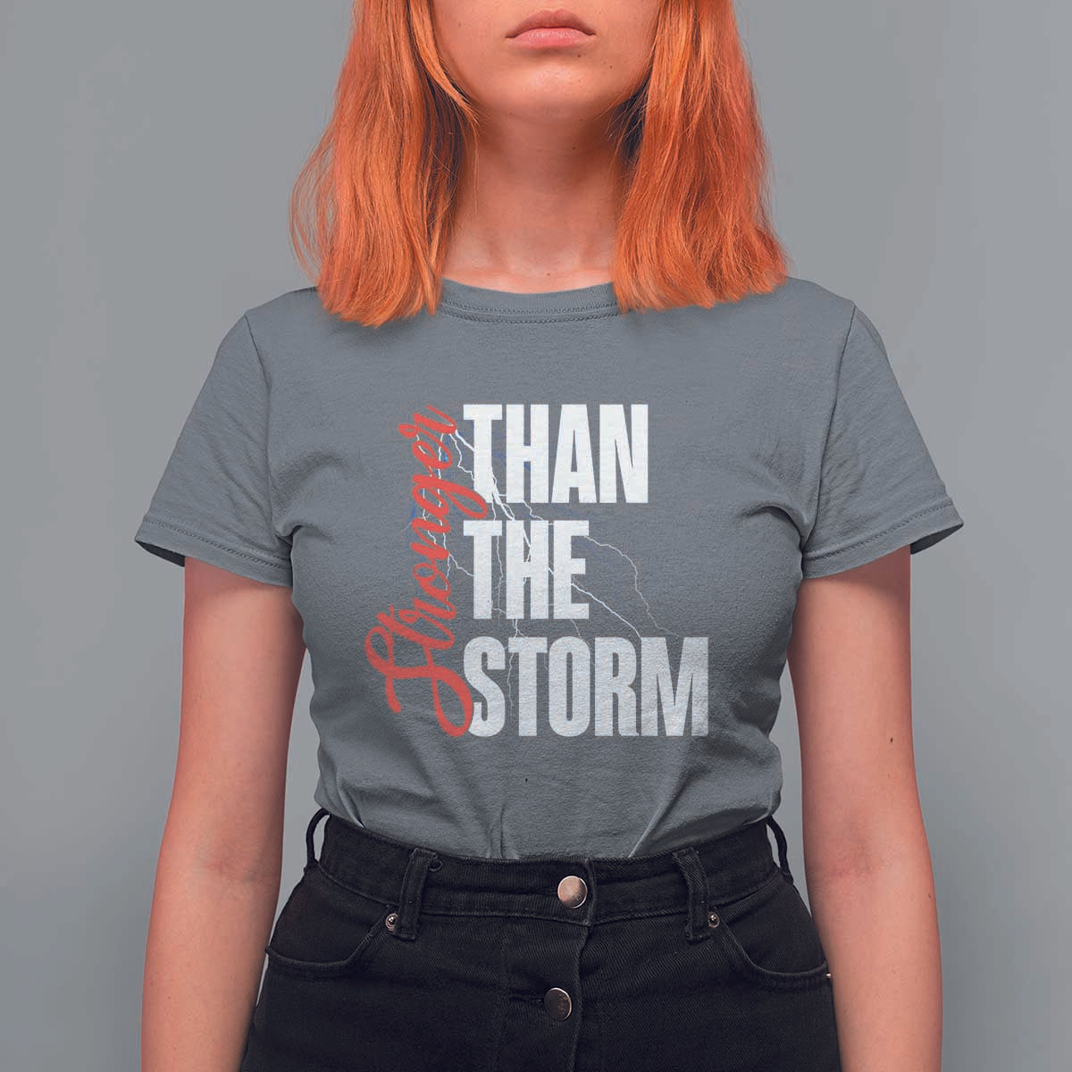 Stronger Than The Storm T Shirt For Women Positive Mindset Motivation - Wonder Print Shop