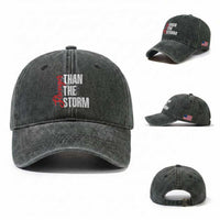 Stronger Than The Storm Washed Cotton Baseball Cap Positive Mindset Motivation