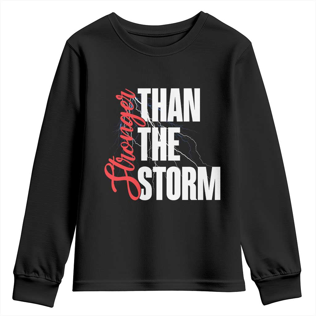 Stronger Than The Storm Youth Sweatshirt Positive Mindset Motivation - Wonder Print Shop