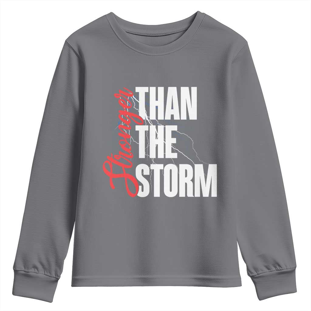 Stronger Than The Storm Youth Sweatshirt Positive Mindset Motivation - Wonder Print Shop