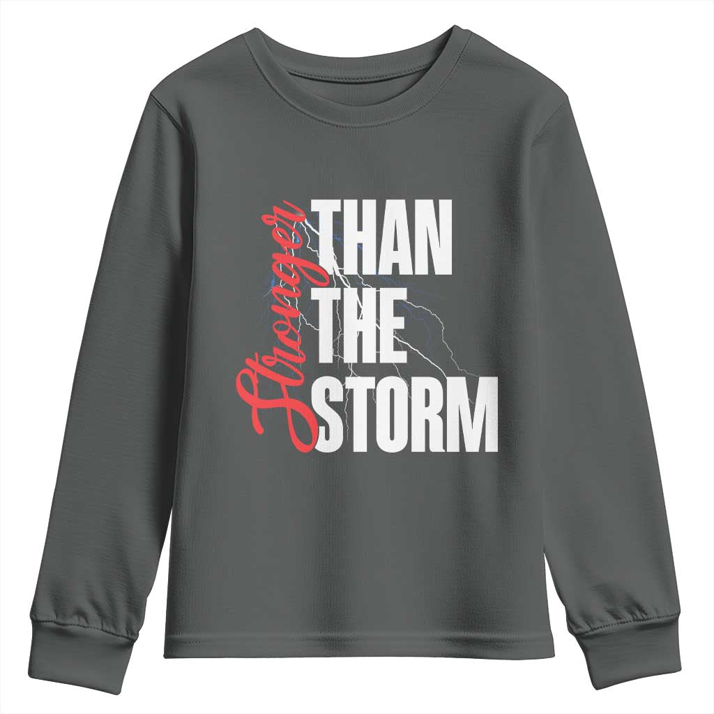 Stronger Than The Storm Youth Sweatshirt Positive Mindset Motivation - Wonder Print Shop