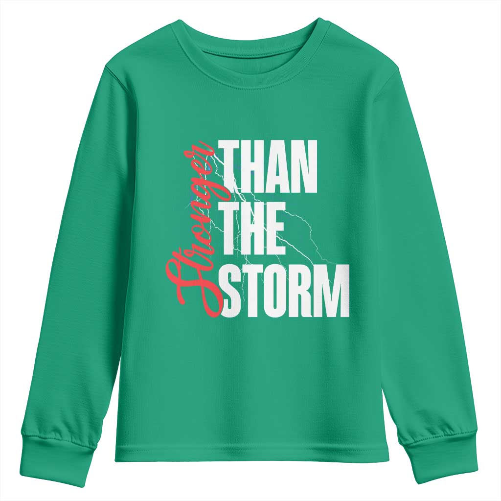 Stronger Than The Storm Youth Sweatshirt Positive Mindset Motivation - Wonder Print Shop