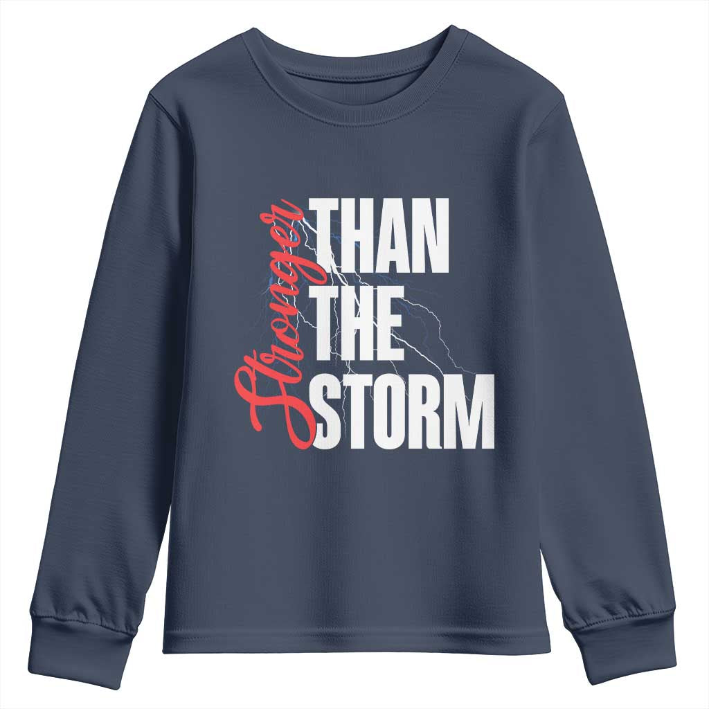 Stronger Than The Storm Youth Sweatshirt Positive Mindset Motivation - Wonder Print Shop