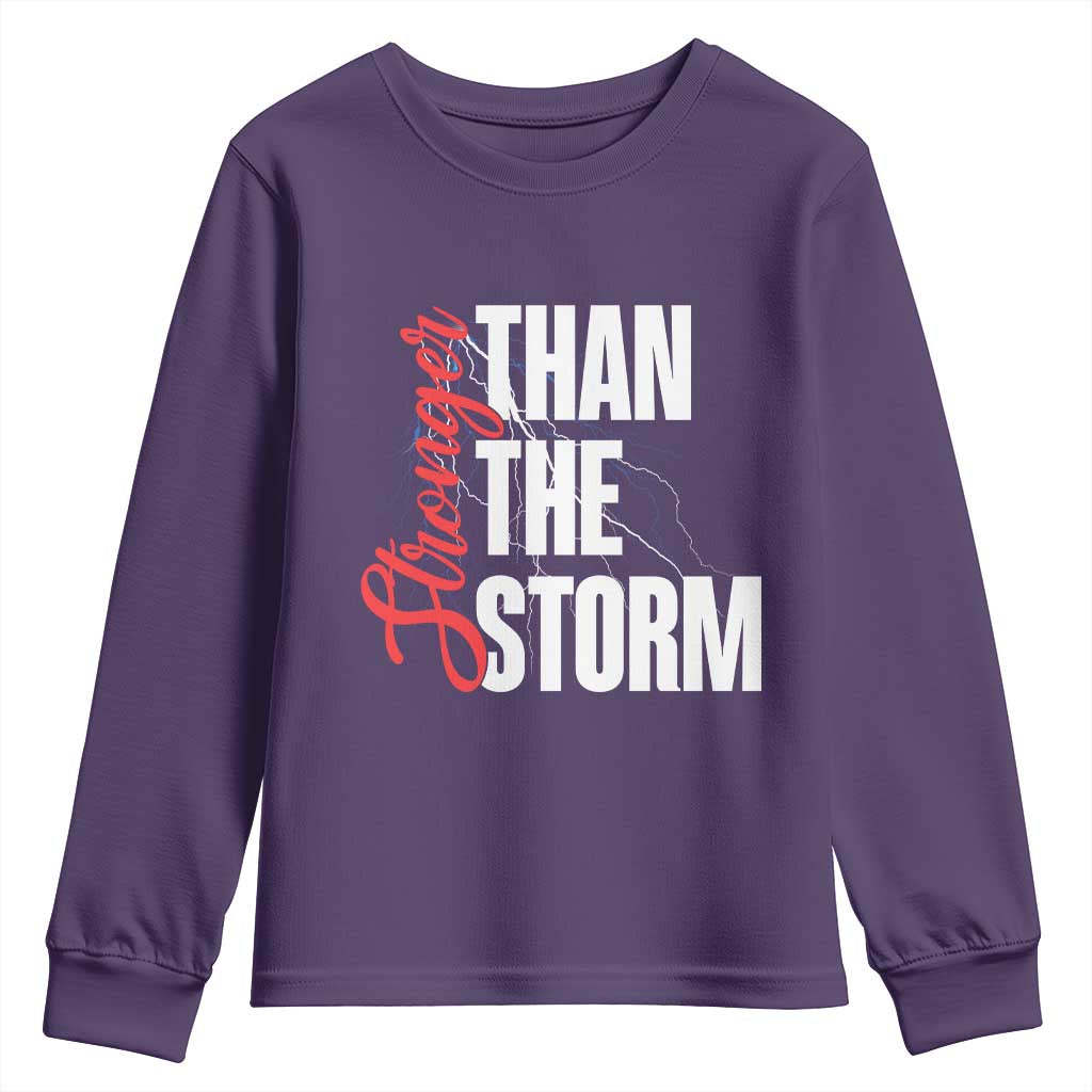 Stronger Than The Storm Youth Sweatshirt Positive Mindset Motivation - Wonder Print Shop
