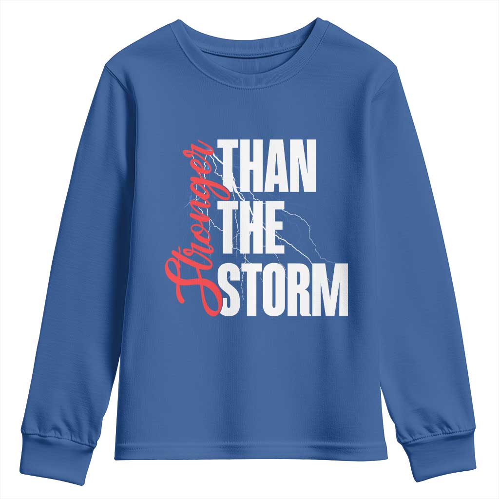 Stronger Than The Storm Youth Sweatshirt Positive Mindset Motivation - Wonder Print Shop