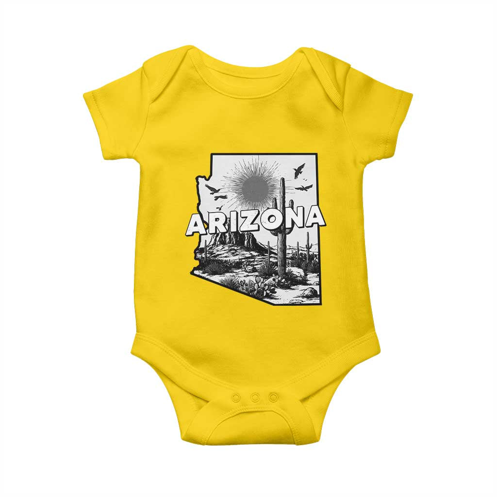 Arizona Cactus Vintage State Map Desert Gift Baby Onesie - Wonder Print Shop