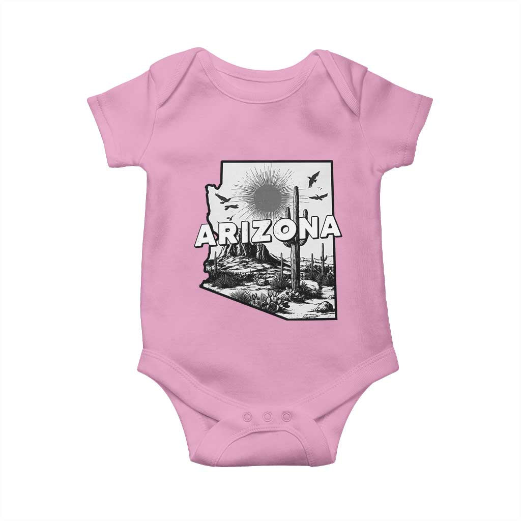 Arizona Cactus Vintage State Map Desert Gift Baby Onesie - Wonder Print Shop