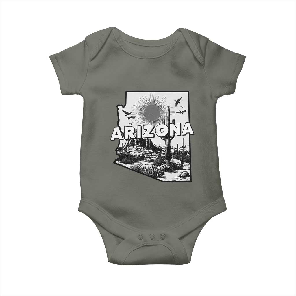 Arizona Cactus Vintage State Map Desert Gift Baby Onesie - Wonder Print Shop