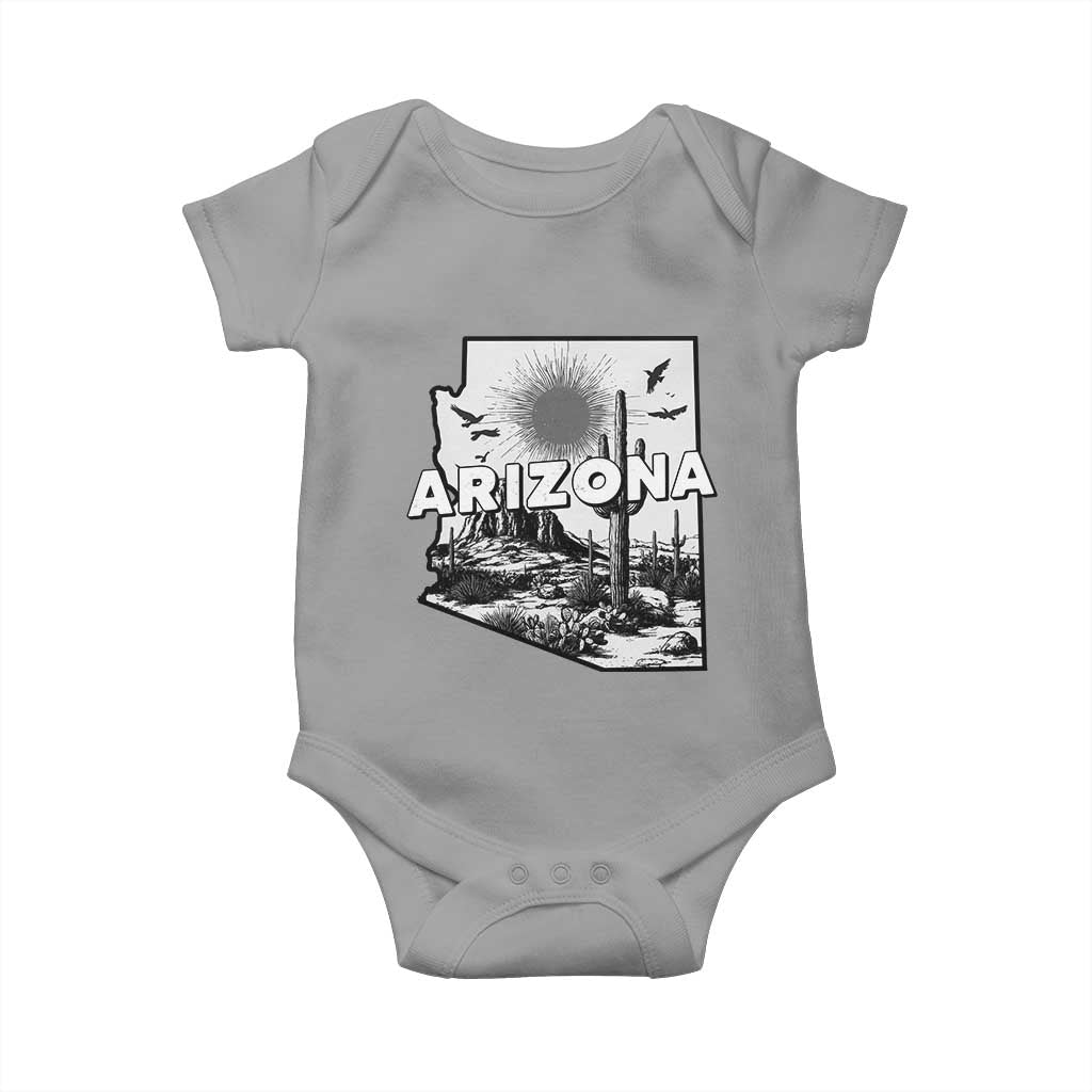Arizona Cactus Vintage State Map Desert Gift Baby Onesie - Wonder Print Shop