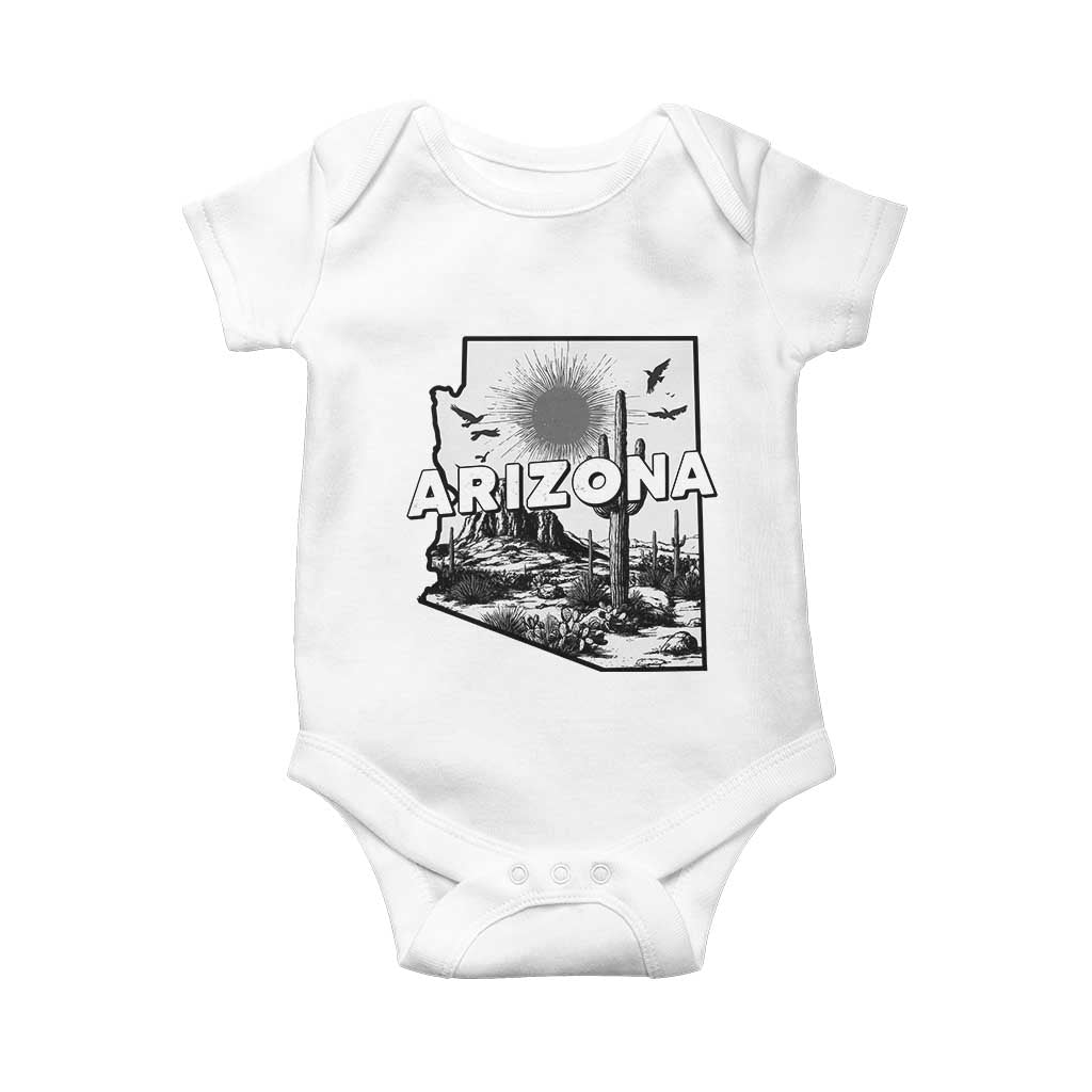 Arizona Cactus Vintage State Map Desert Gift Baby Onesie - Wonder Print Shop