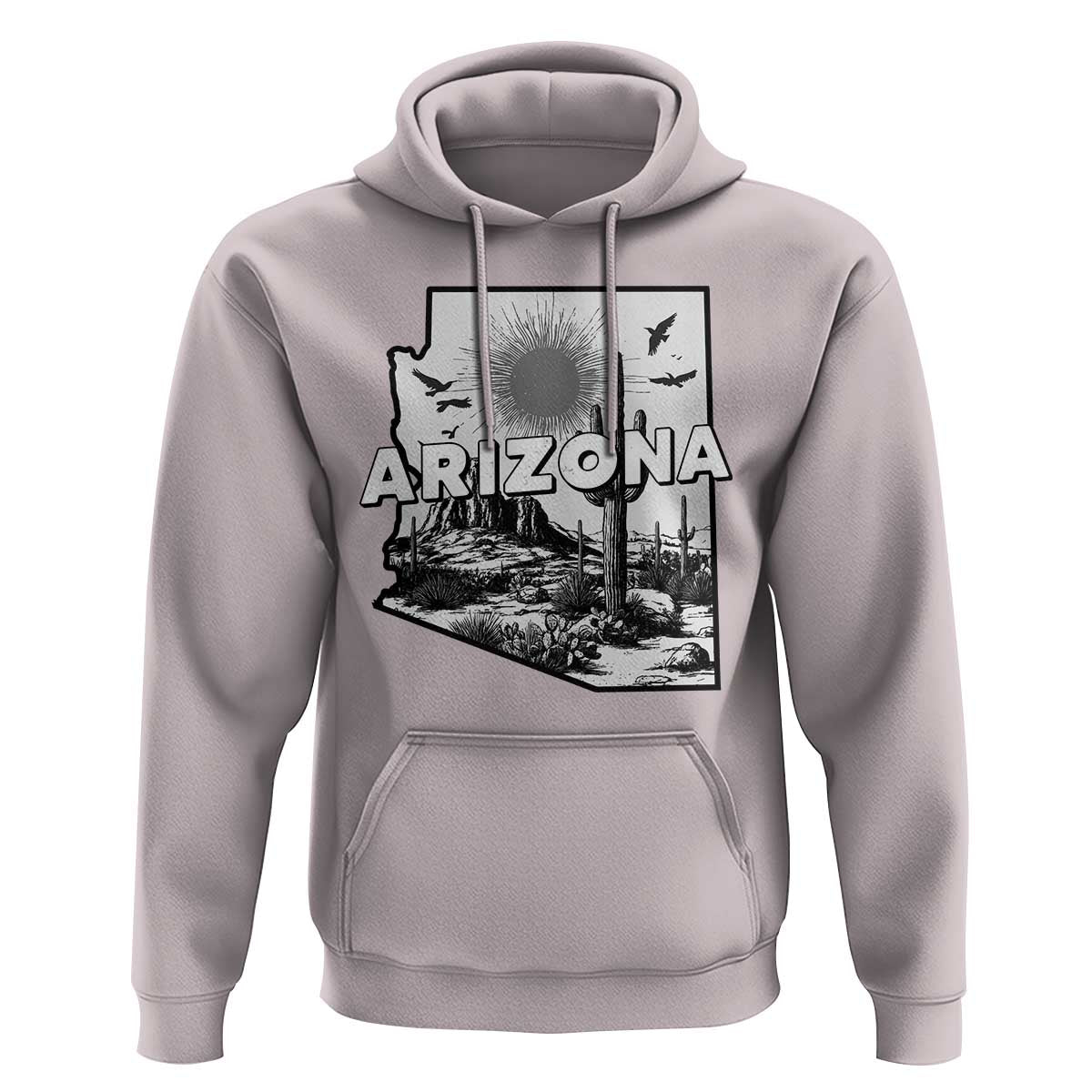 Arizona Cactus Vintage State Map Desert Gift Hoodie - Wonder Print Shop