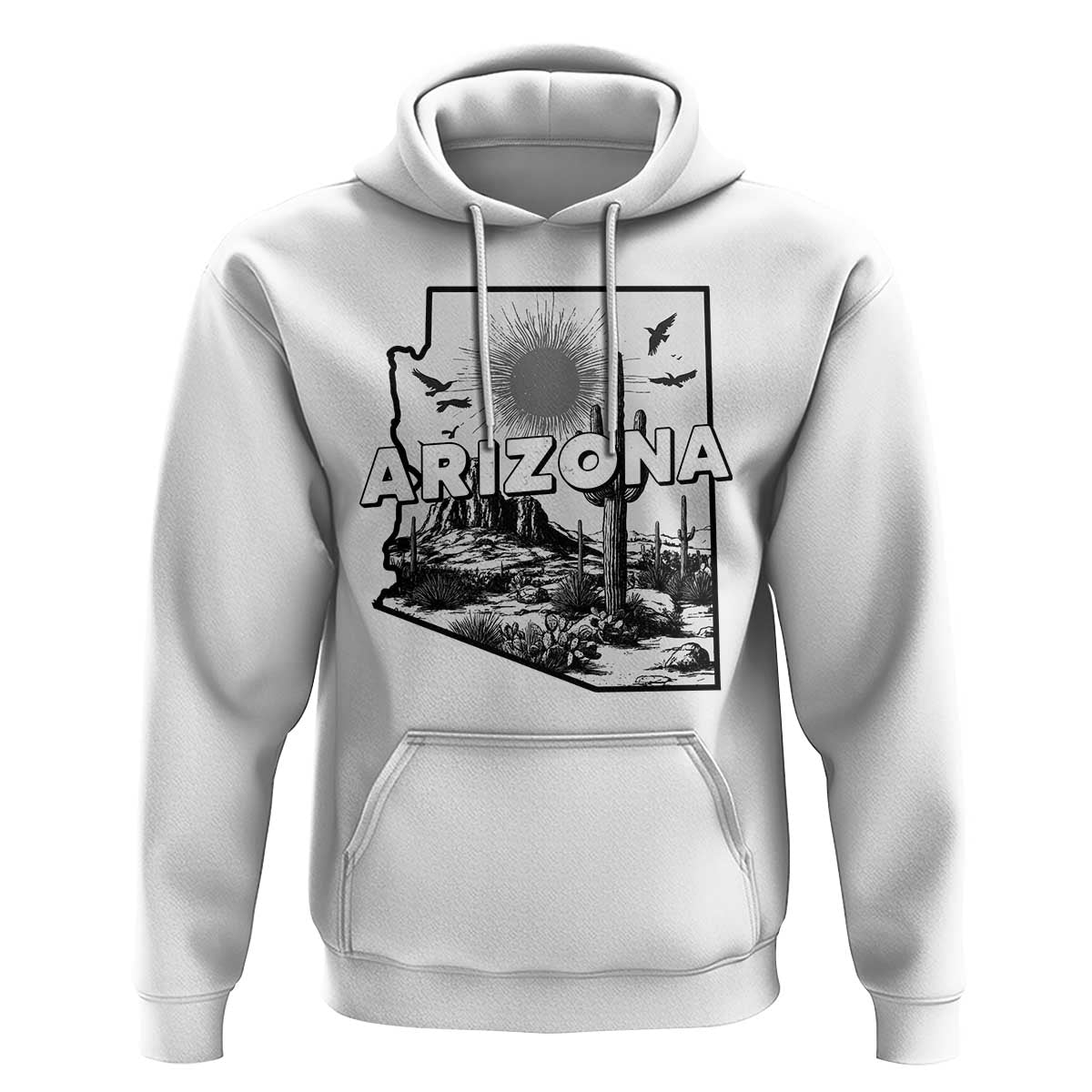 Arizona Cactus Vintage State Map Desert Gift Hoodie - Wonder Print Shop