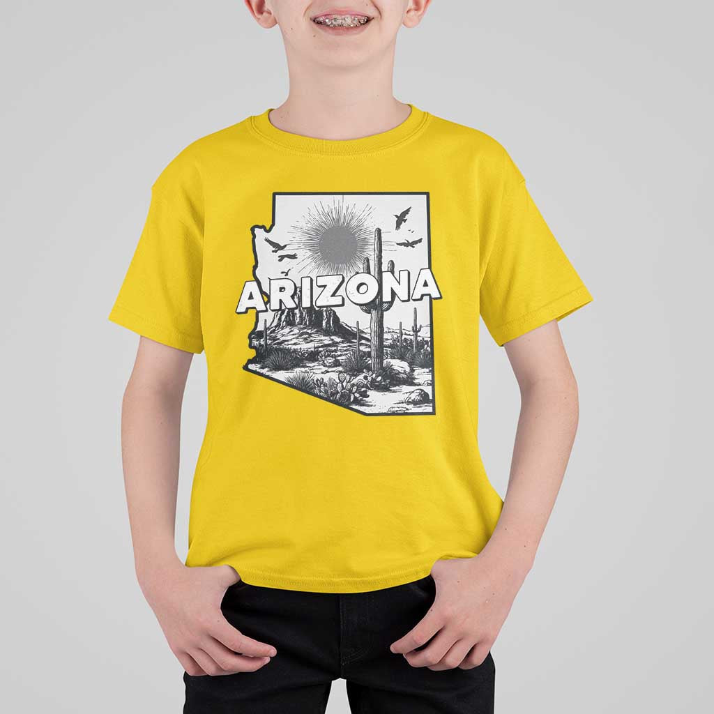 Arizona Cactus Vintage State Map Desert Gift T Shirt For Kid - Wonder Print Shop