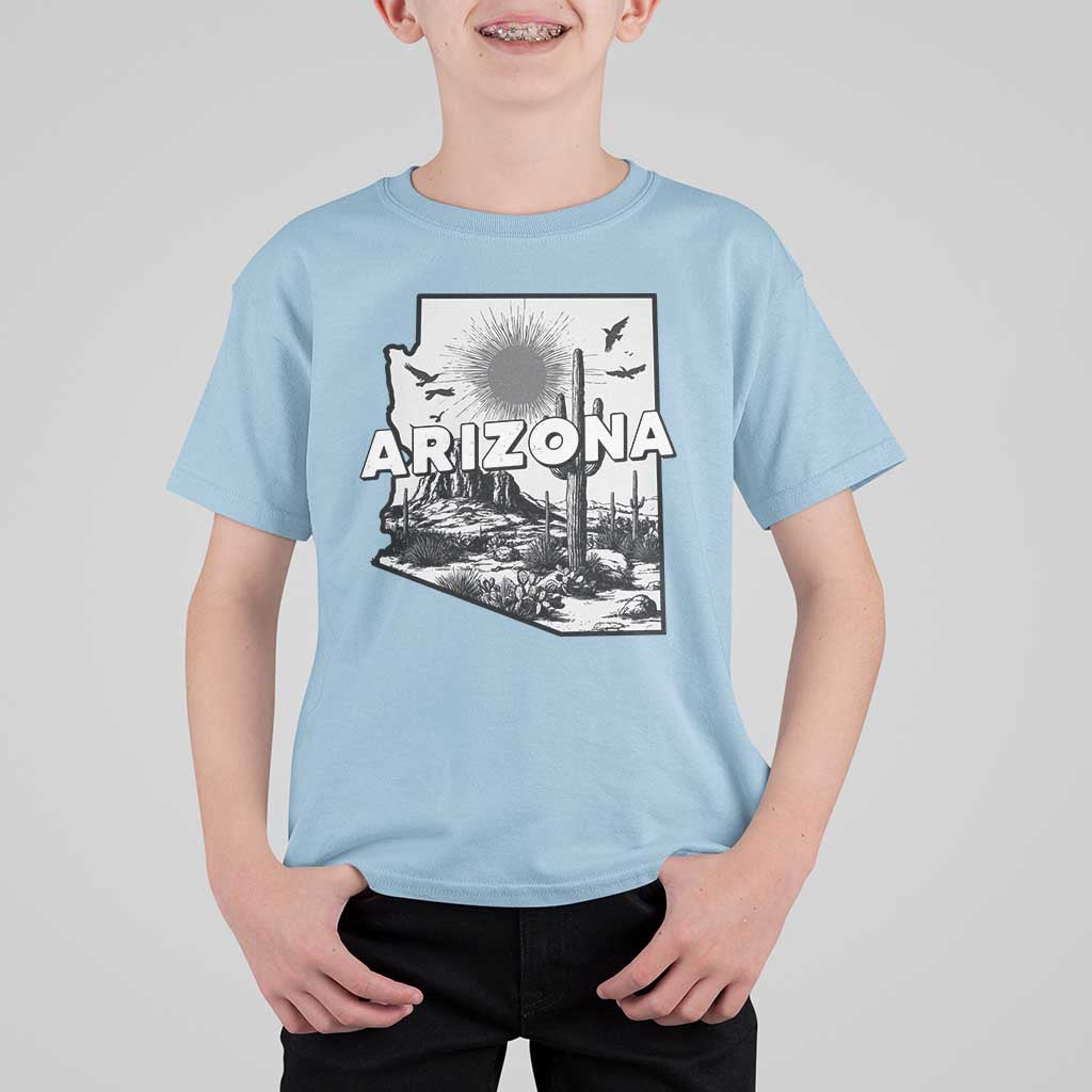 Arizona Cactus Vintage State Map Desert Gift T Shirt For Kid - Wonder Print Shop