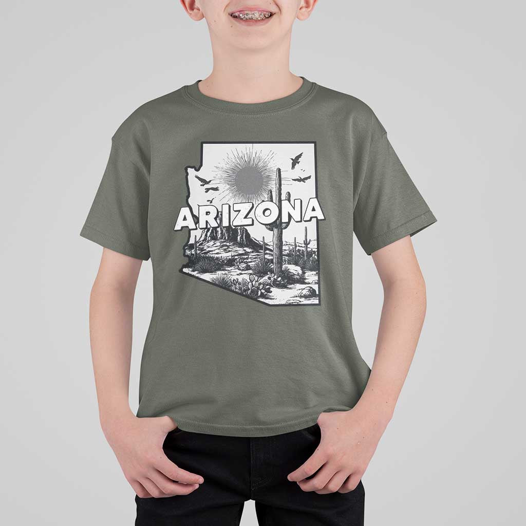 Arizona Cactus Vintage State Map Desert Gift T Shirt For Kid - Wonder Print Shop