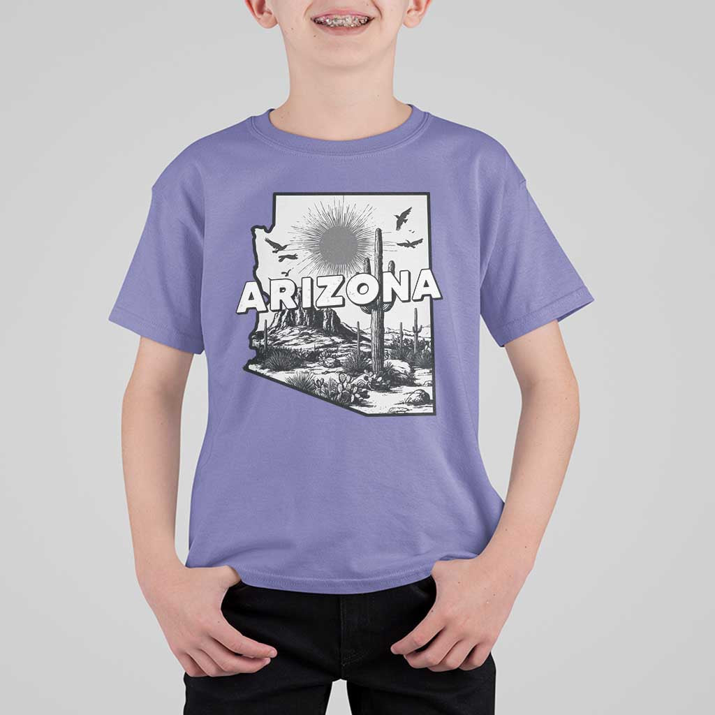 Arizona Cactus Vintage State Map Desert Gift T Shirt For Kid - Wonder Print Shop