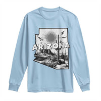 Arizona Cactus Vintage State Map Desert Gift Long Sleeve Shirt - Wonder Print Shop
