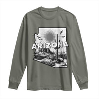 Arizona Cactus Vintage State Map Desert Gift Long Sleeve Shirt - Wonder Print Shop