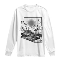 Arizona Cactus Vintage State Map Desert Gift Long Sleeve Shirt - Wonder Print Shop