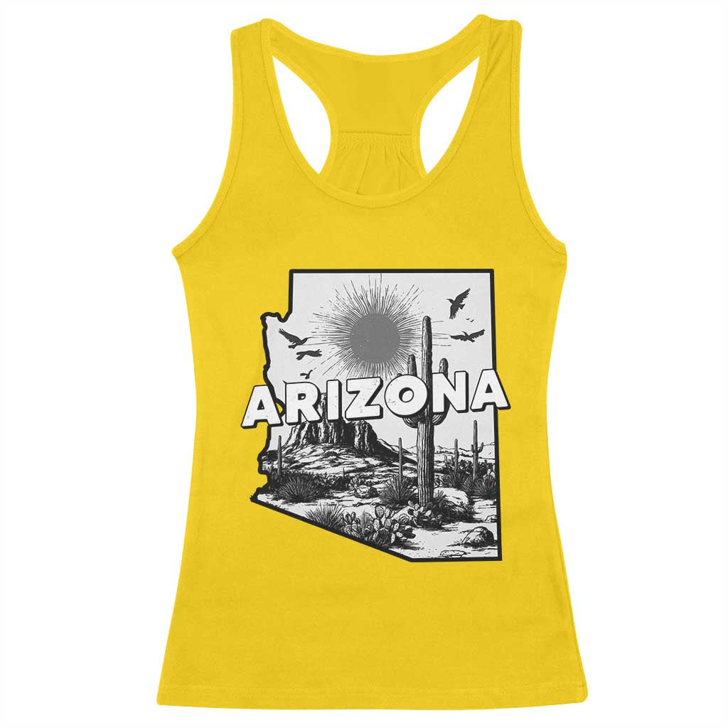 Arizona Cactus Vintage State Map Desert Gift Racerback Tank Top - Wonder Print Shop