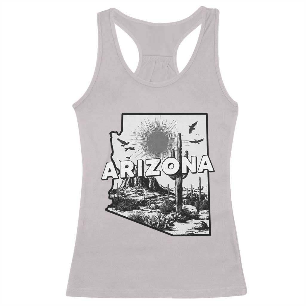 Arizona Cactus Vintage State Map Desert Gift Racerback Tank Top - Wonder Print Shop