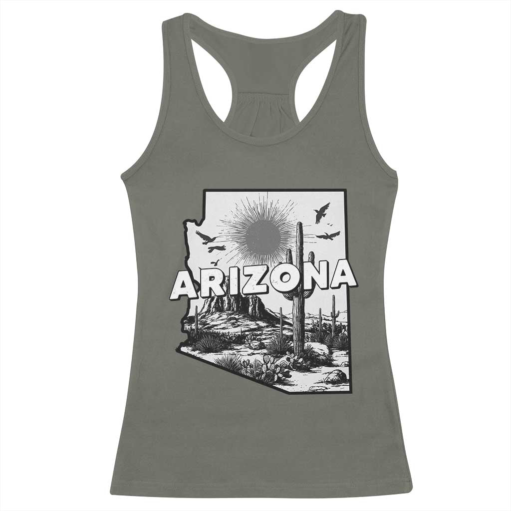 Arizona Cactus Vintage State Map Desert Gift Racerback Tank Top - Wonder Print Shop