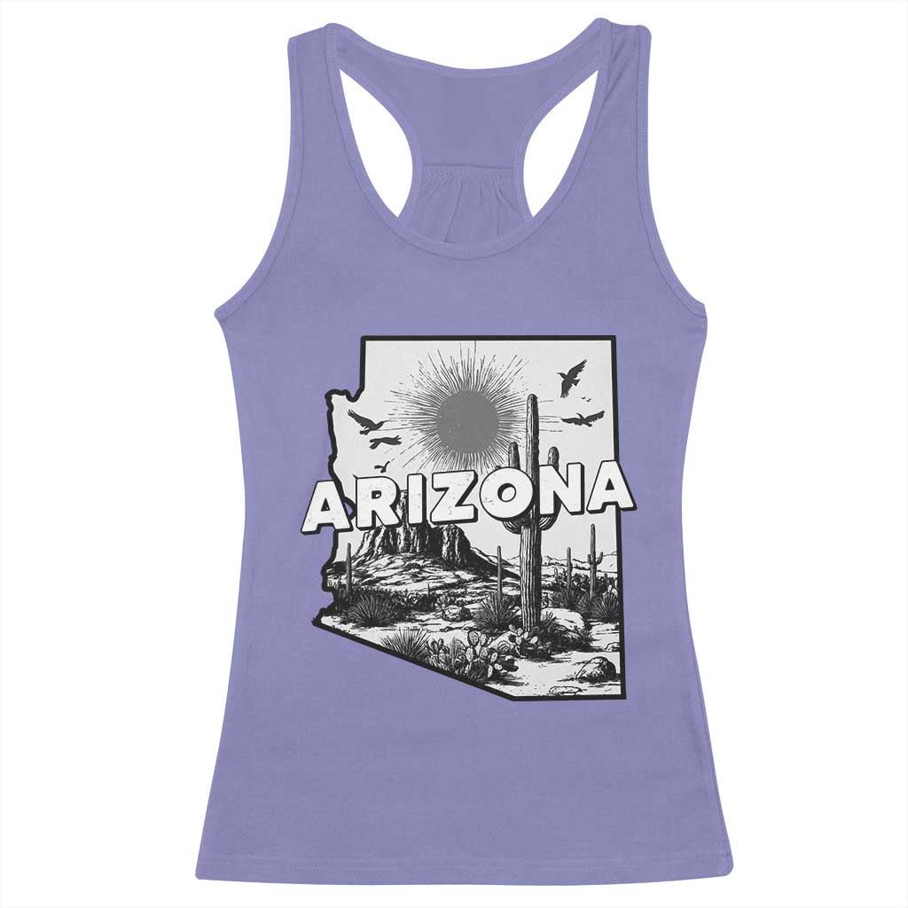 Arizona Cactus Vintage State Map Desert Gift Racerback Tank Top - Wonder Print Shop
