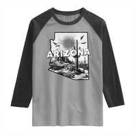 Arizona Cactus Vintage State Map Desert Gift Raglan Shirt - Wonder Print Shop