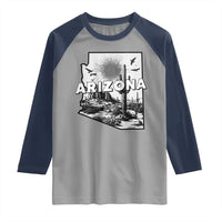Arizona Cactus Vintage State Map Desert Gift Raglan Shirt - Wonder Print Shop