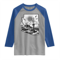 Arizona Cactus Vintage State Map Desert Gift Raglan Shirt - Wonder Print Shop