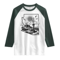Arizona Cactus Vintage State Map Desert Gift Raglan Shirt - Wonder Print Shop
