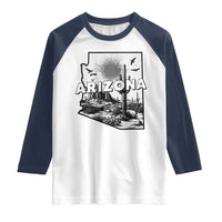 Arizona Cactus Vintage State Map Desert Gift Raglan Shirt - Wonder Print Shop