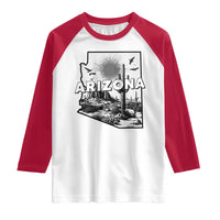 Arizona Cactus Vintage State Map Desert Gift Raglan Shirt - Wonder Print Shop