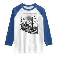 Arizona Cactus Vintage State Map Desert Gift Raglan Shirt - Wonder Print Shop