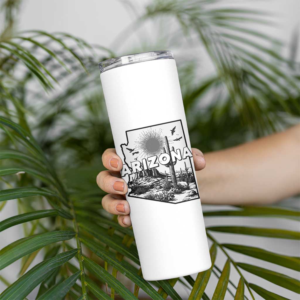 Arizona Cactus Vintage State Map Desert Gift Skinny Tumbler - Wonder Print Shop