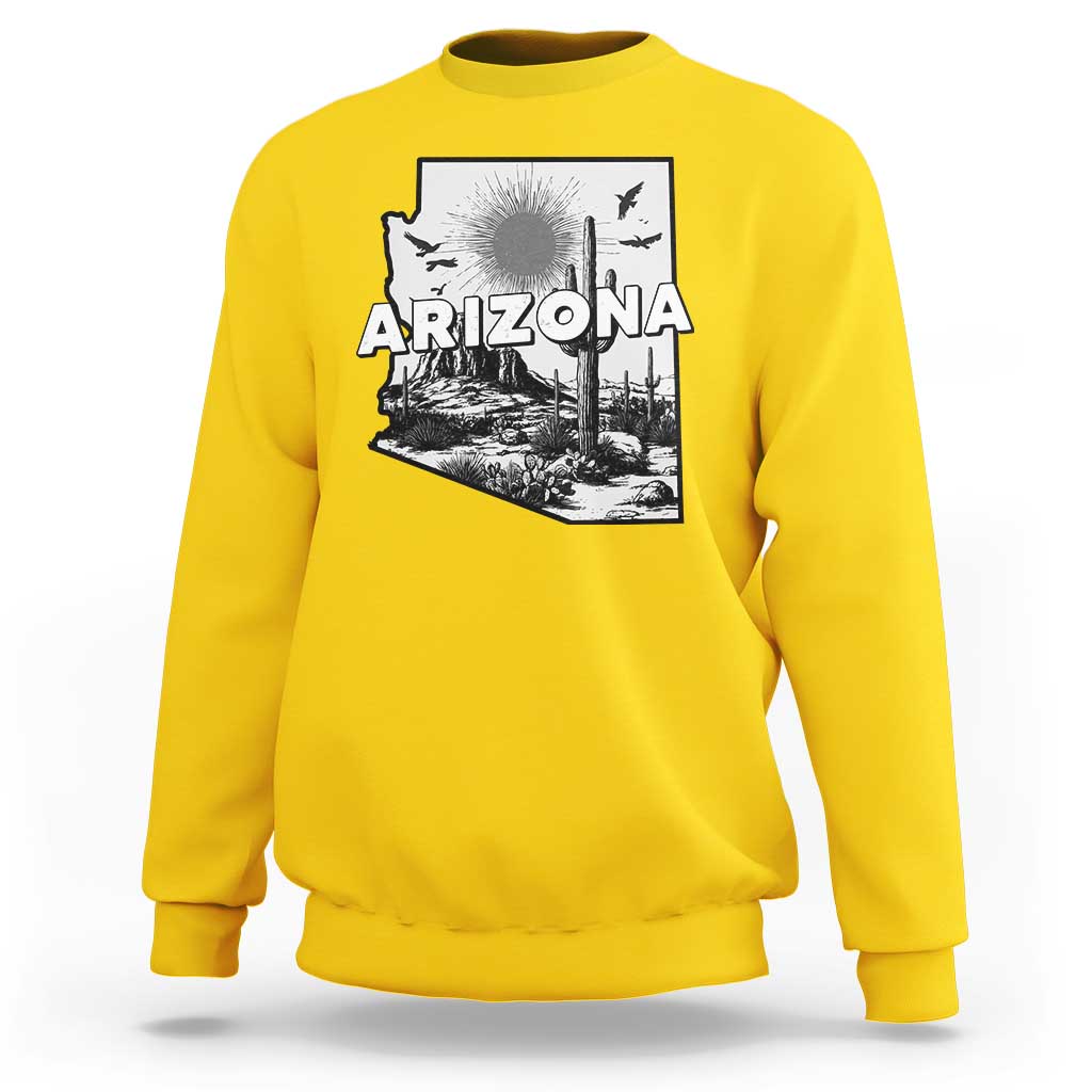Arizona Cactus Vintage State Map Desert Gift Sweatshirt - Wonder Print Shop