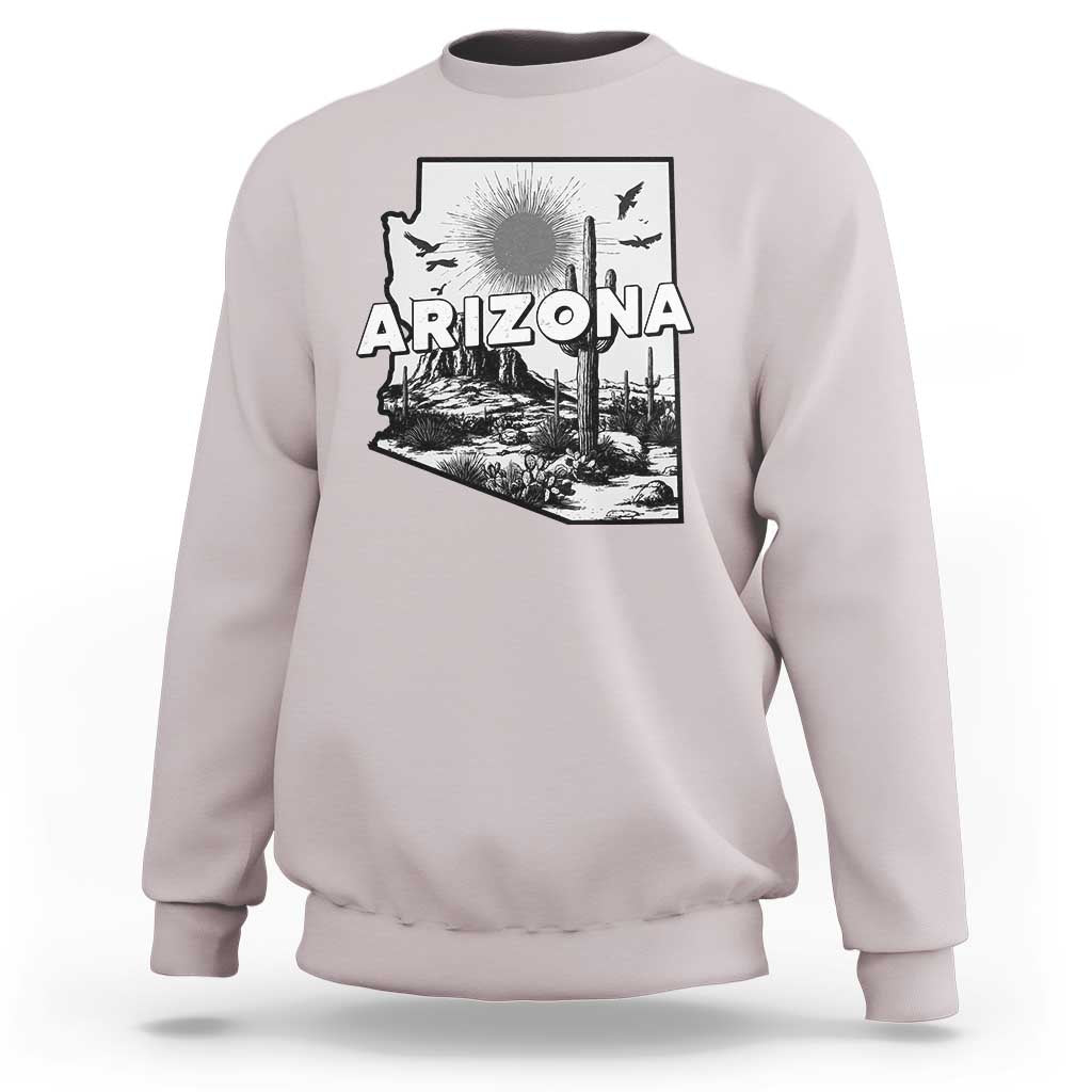 Arizona Cactus Vintage State Map Desert Gift Sweatshirt - Wonder Print Shop
