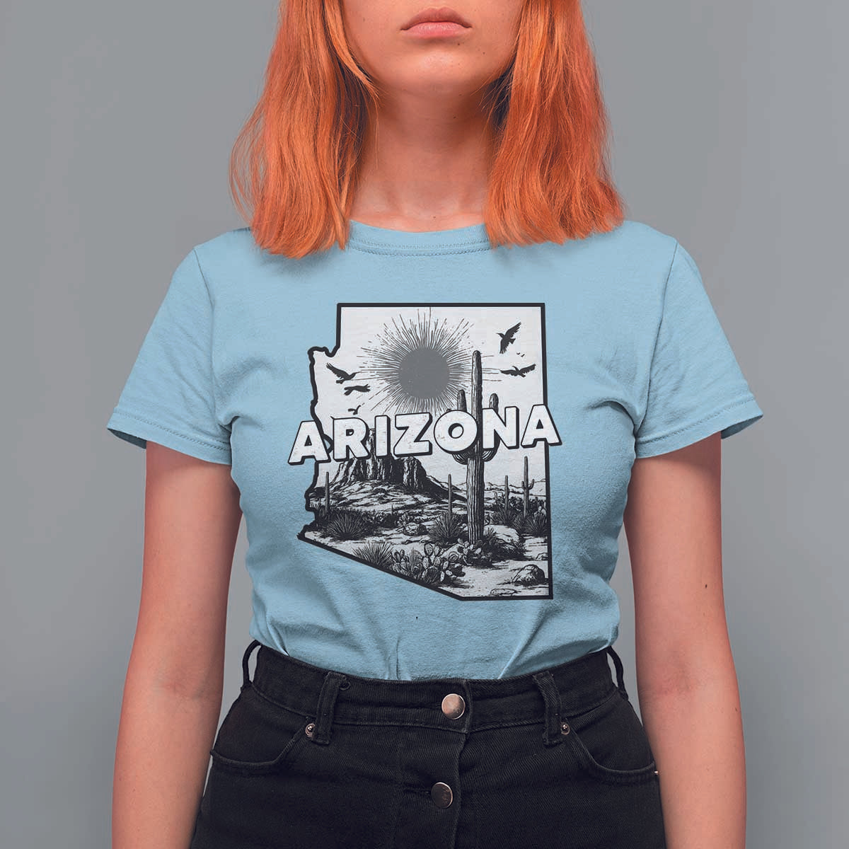 Arizona Cactus Vintage State Map Desert Gift T Shirt For Women - Wonder Print Shop