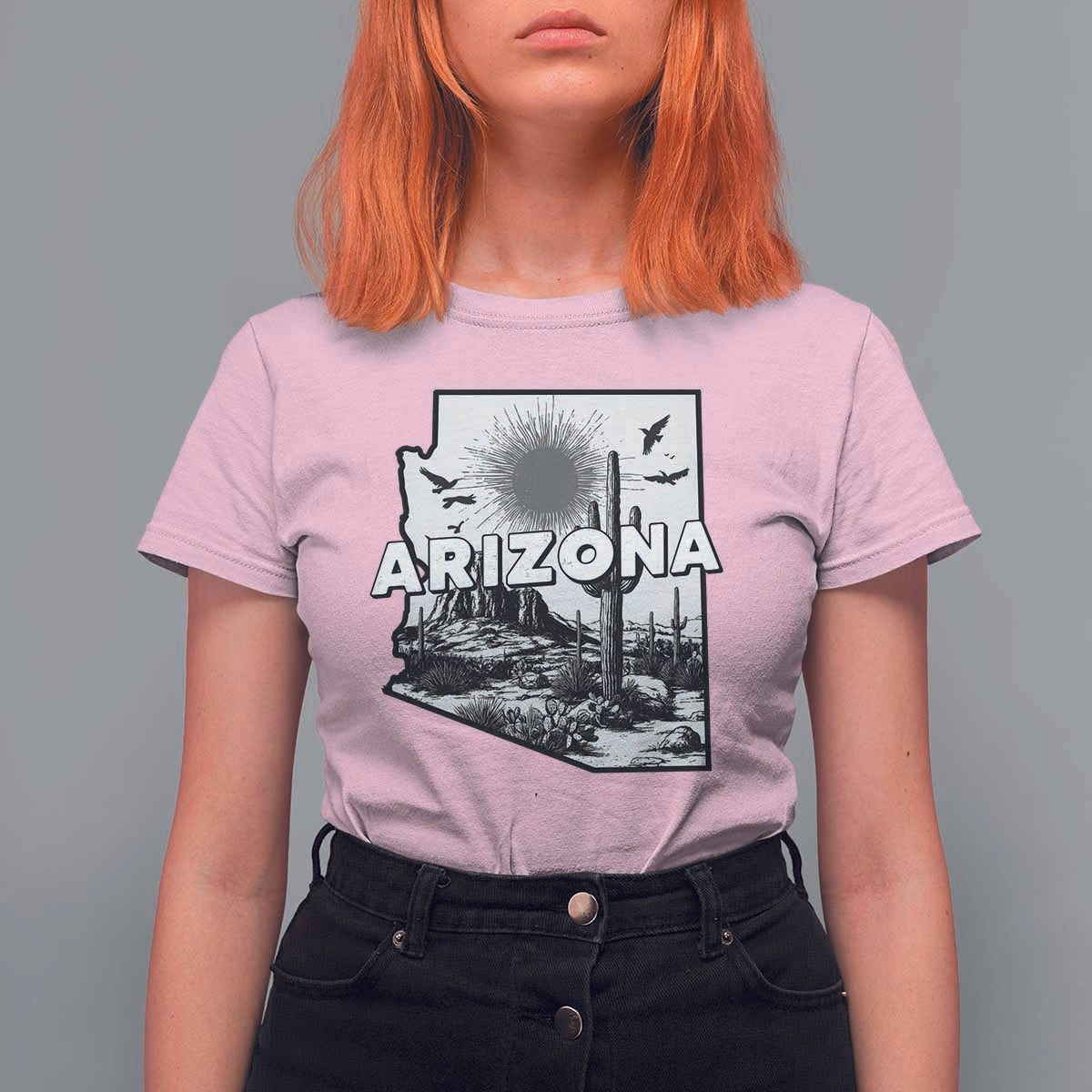Arizona Cactus Vintage State Map Desert Gift T Shirt For Women - Wonder Print Shop