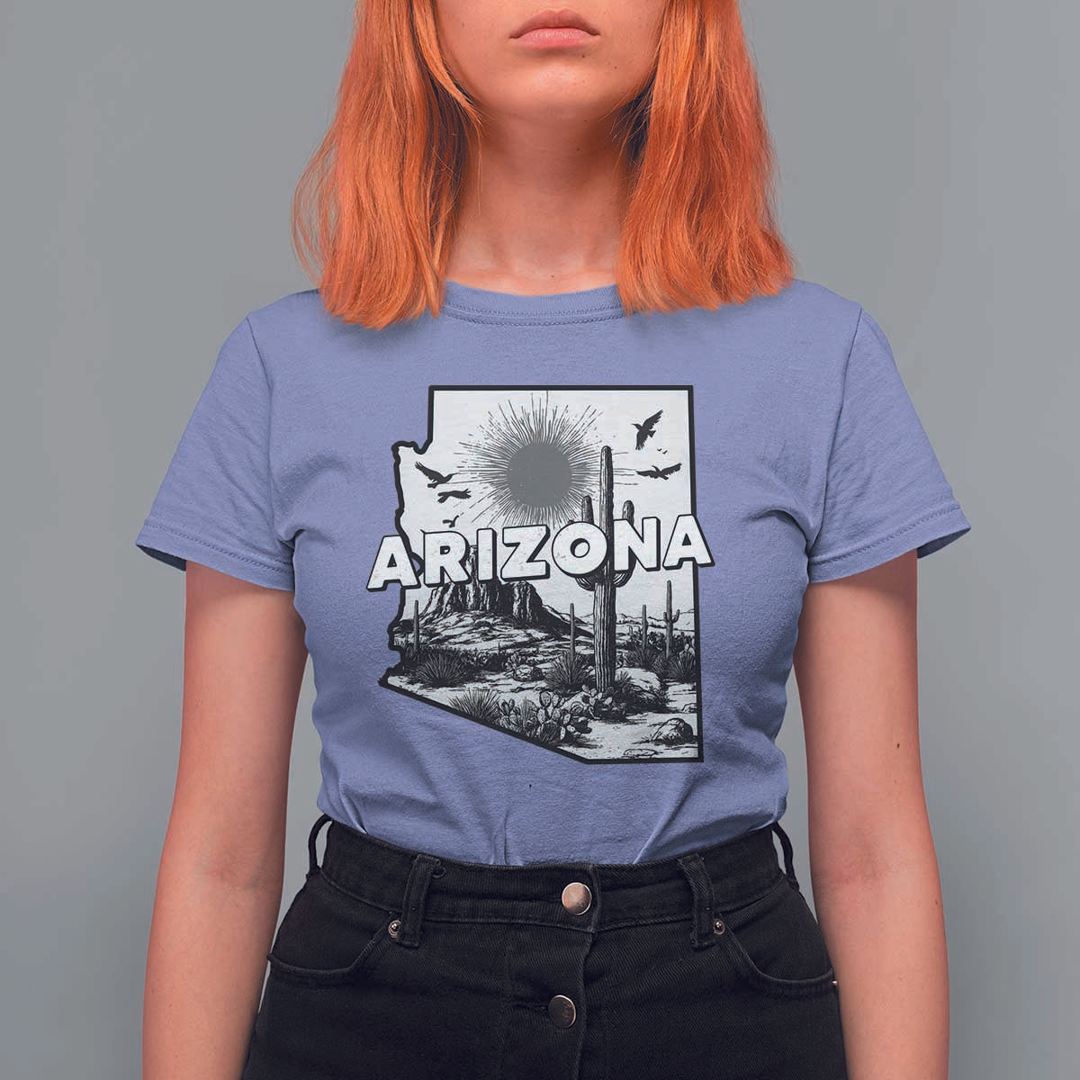 Arizona Cactus Vintage State Map Desert Gift T Shirt For Women - Wonder Print Shop