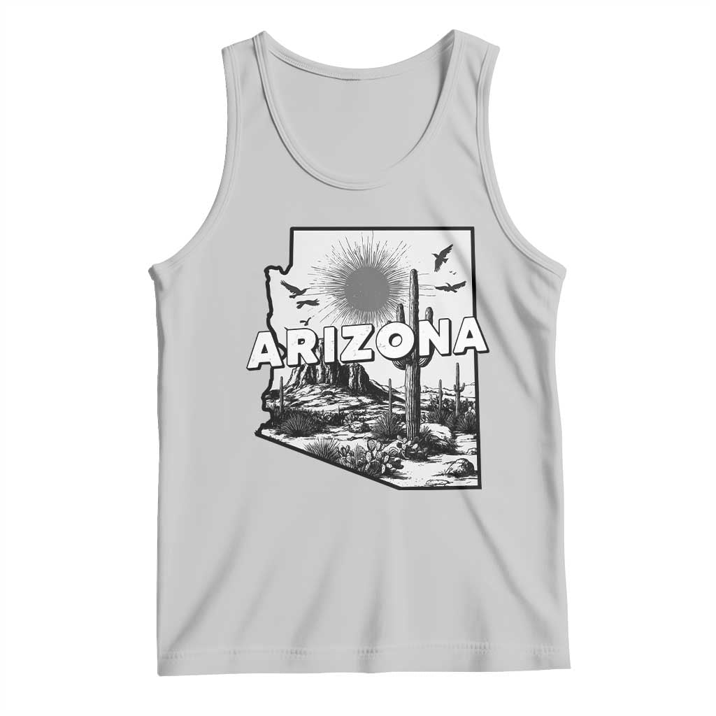 Arizona Cactus Vintage State Map Desert Gift Tank Top - Wonder Print Shop