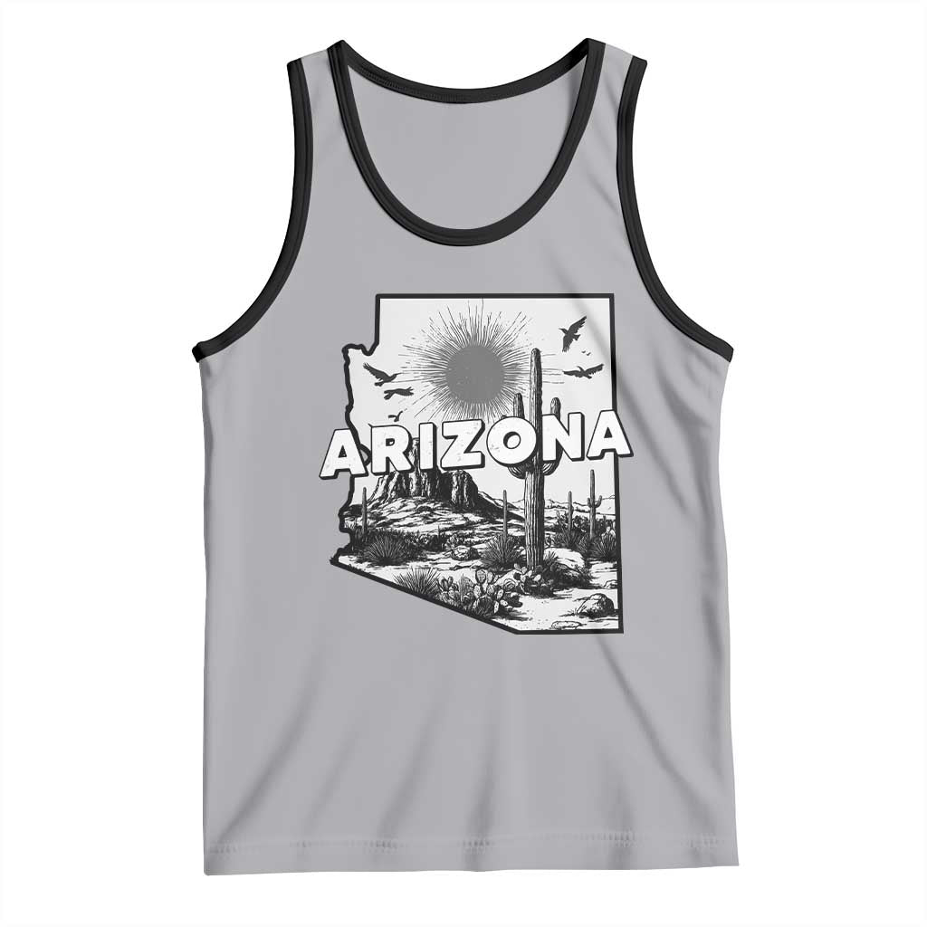 Arizona Cactus Vintage State Map Desert Gift Tank Top - Wonder Print Shop