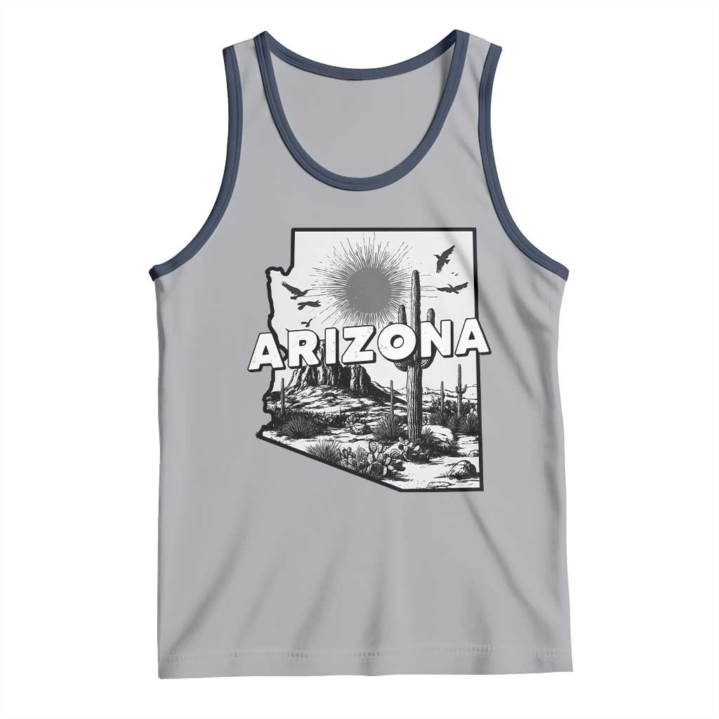 Arizona Cactus Vintage State Map Desert Gift Tank Top - Wonder Print Shop
