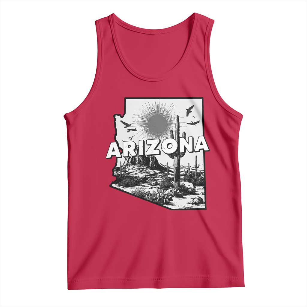 Arizona Cactus Vintage State Map Desert Gift Tank Top - Wonder Print Shop