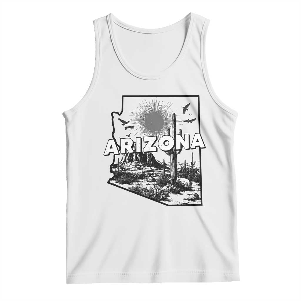 Arizona Cactus Vintage State Map Desert Gift Tank Top - Wonder Print Shop